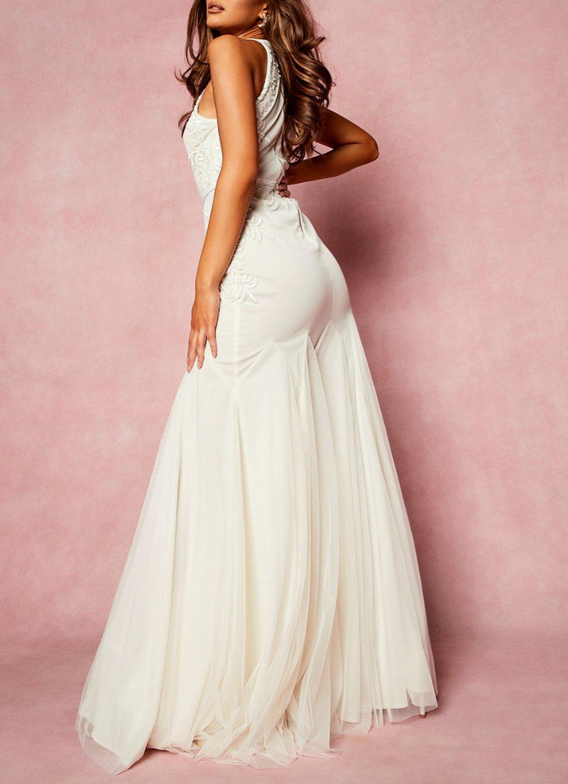 Sparkle White Gola Halter Maxi (M)