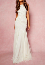 Sparkle White Gola Halter Maxi (M)