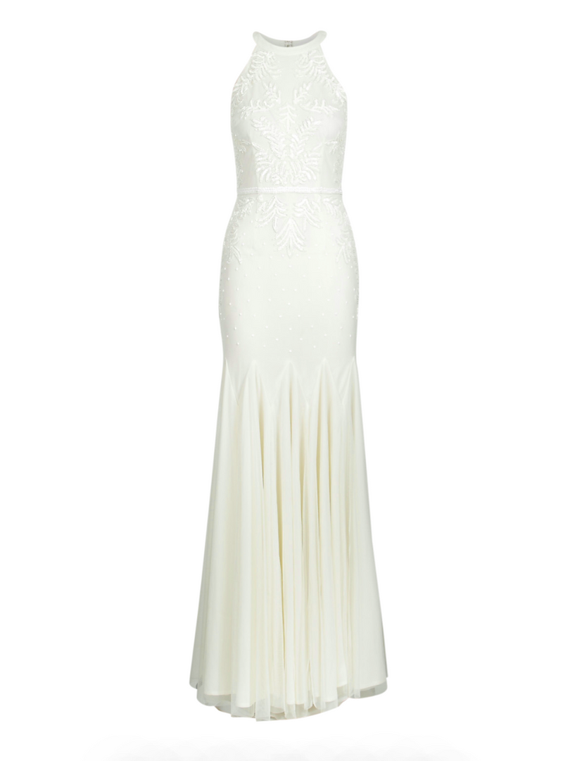 Sparkle White Gola Halter Maxi (M)