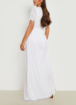 Sequin Fringe White Maxi Dress (M/L)