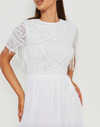 Sequin Fringe White Maxi Dress (M/L)