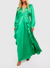 Plus Long Sleeve Ruffle Maxi Emerald (XXXL)