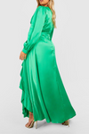 Plus Long Sleeve Ruffle Maxi Emerald (XXXL)