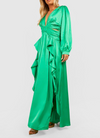 Plus Long Sleeve Ruffle Maxi Emerald (XXXL)