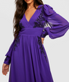 Purple Chiffon Sparkle Detail Maxi Dress (M)