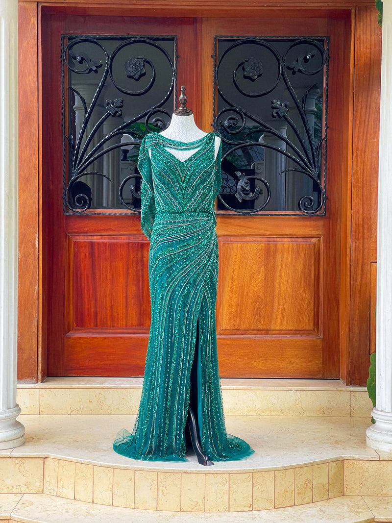 Sparkle Chique Maxi Gown in Emerald (M)