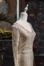 Vestido Glitter Silver Mangas (M)