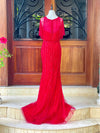 Red Divine Beaded Maxi Gown (L)