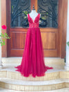 Red Celestine Sequin Maxi Gown (L)