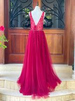 Red Celestine Sequin Maxi Gown (L)