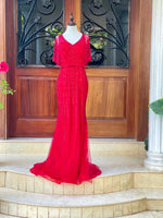 Red Divine Beaded Maxi Gown (L)