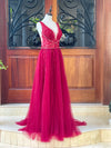 Red Celestine Sequin Maxi Gown (L)